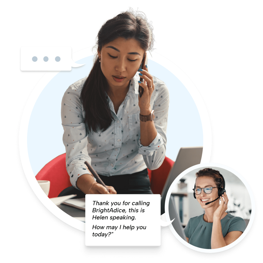 On Phone to Insurance Advice Person on the Phone to Insurance Advice